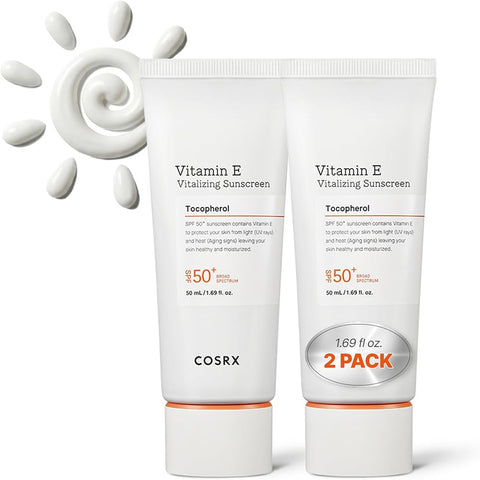 Cosrx Vitamin E Sunscreen 2 Pack, SPF 50 Natural Glow Face Sunscreen - Personal Care