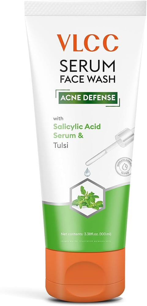 Vlcc Acne Serum Face Wash - Facial Cleanser with Salicylic Acid - Gentle Acne Face Wash for Women and Men - Tulsi Extract - 3.38 oz - Personal Care