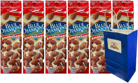 Smokehouse Blue Diamond Almonds 1.5oz with Gift Bag - Protein Rich Healthy Snack On-the-Go - Candy - Snacks