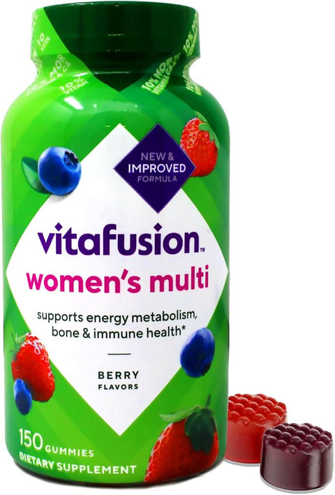 Vitafusion 150 Count with Vitamins A, C, D, E, B-6 and B-12 Womens Multivitamin Gummies, Berry Flavored Daily Vitamins for Women