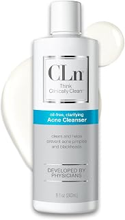 Cln® Acne Cleanser-The Only Cleanser with 0.5% Salicylic Acid Preserved with Sodium Hypochlorite for Clarifying Skin from Blackheads & Breakouts, Oil-Free & Fragrance-Free, 8 fl oz
