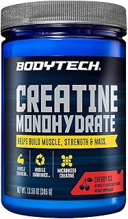 BodyTech 100% Pure Creatine Monohydrate Powder, Cherry Ice, 13 Oz