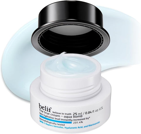 Belif Aqua Bomb – Daily Niacinamide Hydrating Moisturizer, Lightweight Plumping Facial Cream with Hyaluronic Acid & Squalane, Cooling Effect, Anti-Aging Korean Skincare, 0.84 fl oz (25ml)