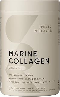 Sports Research® Wild-Caught Marine Collagen Peptides Powder, 34 Servings