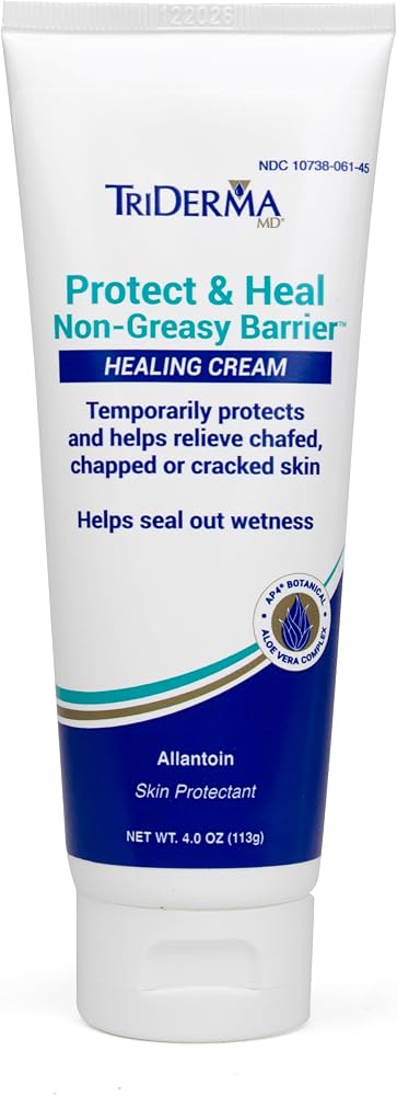 TriDerma Protect & Heal Non-Greasy Moisture Barrier Skin Protectant Incontinence Cream for Adult Diaper Rash, Chafing, Redness, Sensitive Skin with Dimethicone, Aloe Vera, FSA Eligible 4 oz