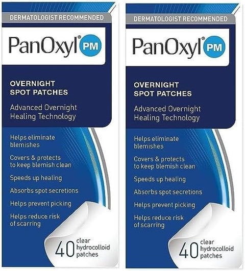 Panoxyl PM Overnight Spot Patches, Advanced Hydrocolloid Healing Technology, Fragrance Free, 40 Count - Pack of 2 - Personal Care