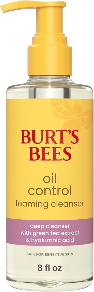 Burt'S Bees Oil Control Foaming Cleanser; For Oily Skin; Safe for Sensitive Skin; Deeply Cleanses, Includes Green Tea Extract and Hyaluronic Acid; 8 Fl. Oz.