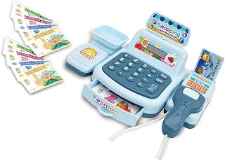 Cash Register Toy with Scanner, Interactive Kids Supermarket Checkout Playset for Children Role Play