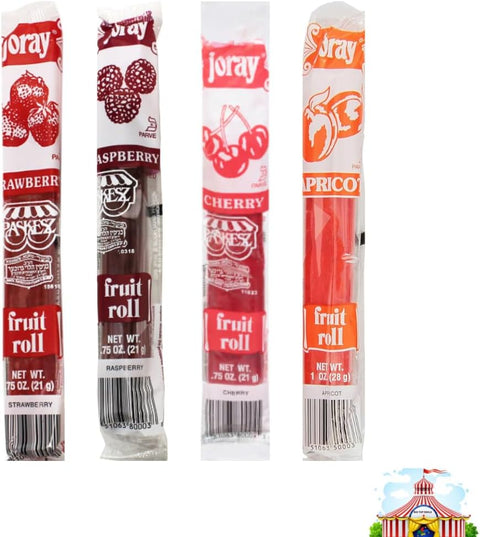 Variety Pack - 4 Flavor Fruit Leather - Raspberry, Apricot, Strawberry, Cherry - Individually Wrapped - 4 Pack Fruit Roll (0.75 Oz Each) - Snack for Kids & Adults - Perfect On-the-Go Treat