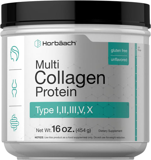Horbäach Multi Collagen Protein Powder 16 oz | Type I, II, III, V, X