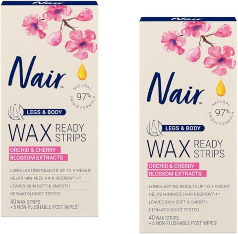 Nair Hair Remover Wax Ready-Strips 40 Count Legs/Body (2 Pack)