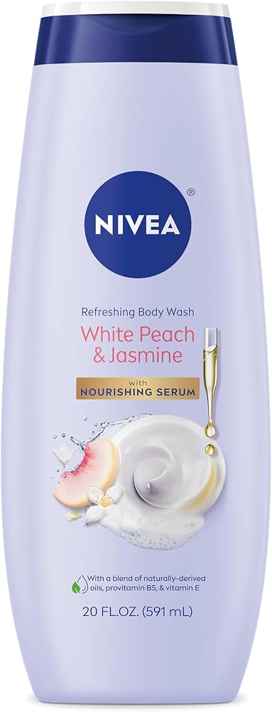 NIVEA Refreshing White Peach and Jasmine Body Wash, 20 FL OZ