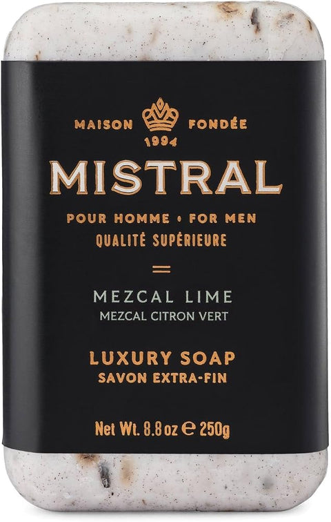 Mistral Mezcal Lime Luxury Bar Soap for Men, Men’s Natural Soap Bar, 8.8 oz - Personal Care
