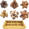 Guaishou 6-in-One 3D Luxury Wooden Brain Puzzle Teaser Kongming Lock for Teens and Adults Includes Storage Box