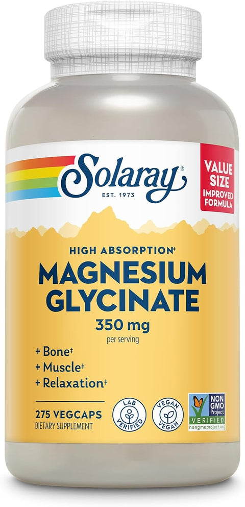 SOLARAY Enhanced Absorption Magnesium Glycinate 350 mg, 275 VegCaps