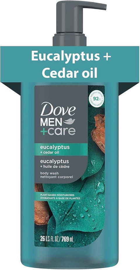 Dove Men Moisturizing Body Wash, Eucalyptus + Cedar Oil, 26oz