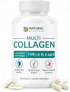 Multi Collagen 180 Protein Capsules - Type I, II, III, V, X Collagen Pills - Proprietary Blend of Eggshell, Chicken, Wild Fish & Grass-Fed Beef Collagen Peptides - 2025mg per serv