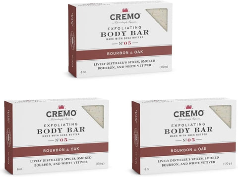 Cremo Bourbon & Oak Exfoliating Body Bars - A Sophisticated Blend of Distiller’s Spice, Fine Bourbon and White Oak - Personal Care