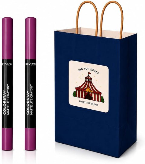 2-Piece Matte Lip Crayon Gift Set - 005 Sky High Vibrant Pink Shade, Long Lasting Velvet Lipstick Makeup Bulk Pack for Women, White Elephant Office Party Game Prize & Secret Santa Stocking Stuffer