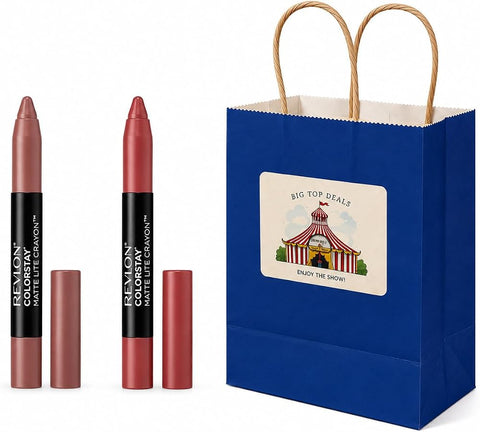 BIG TOP DEALS USA 2-Piece Soft Nude Matte Lip Crayon Set