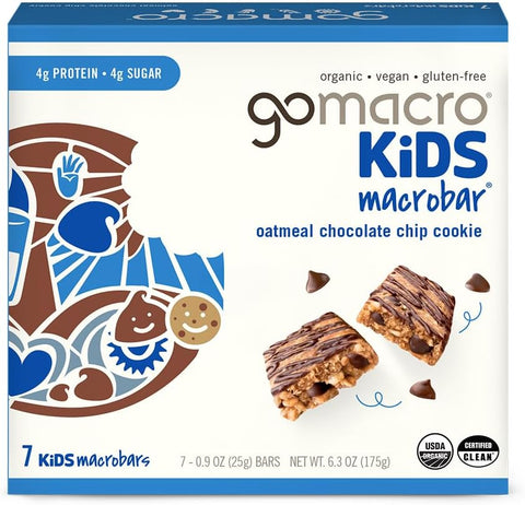 Gomacro Kids MacroBar Organic Vegan Snack Bars - Oatmeal Chocolate Chip Cookie (0.90 Ounce Bars, 7 Count) - Personal Care