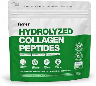 Hydrolyzed Collagen Peptides Supplement for Women & Men - Joint, Hair, Skin & Nails Support - Grass Fed Type I & III - Keto, Paleo - 28 Servings, 9.88 oz, Unflavored Powder