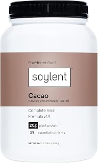 Soylent Complete Nutrition Meal Replacement Protein Powder, Cacao - Plant Based Vegan Protein, 39 Essential Nutrients - 36.8oz