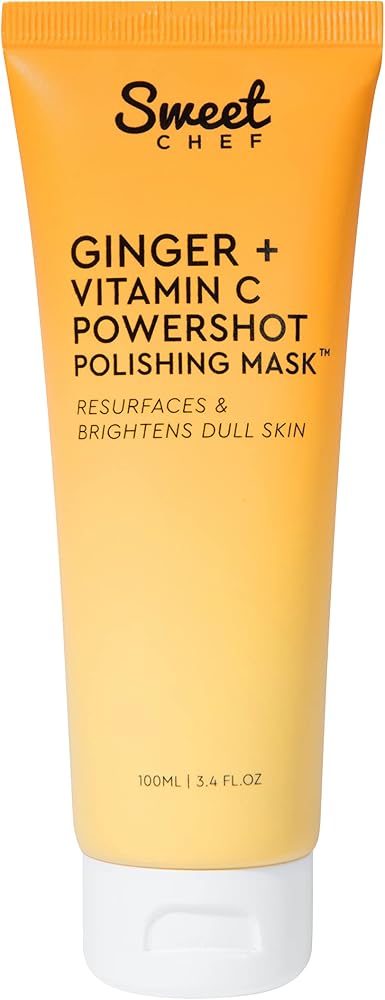 Sweet Chef Ginger + Vitamin C Powershot Polishing Mask - Brightening Face Mask for Dark Spots & Uneven Skin Tone + Maca, Rice Powders & AHA Face Exfoliant & Resurfacing Formula (3.4oz)