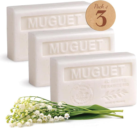 La Maison du Savon Shea Butter Soap, Lily of the Valley Scent, 3 x 4.4 oz - Personal Care
