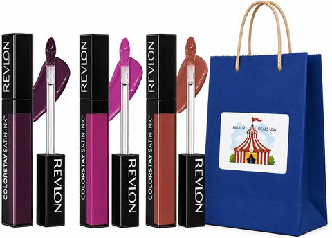 BIG TOP DEALS USA Lipstick Set, Bold Red, Liquid and Matte, Brightening, 3 Piece