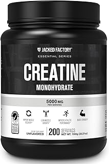 Jacked Factory Creatine Monohydrate Powder 1000g - 5g Daily Micronized Creatine Monohydrate for Men and Women, Vegan-Friendly, Third-Party Tested - 200 Servings, Unflavored