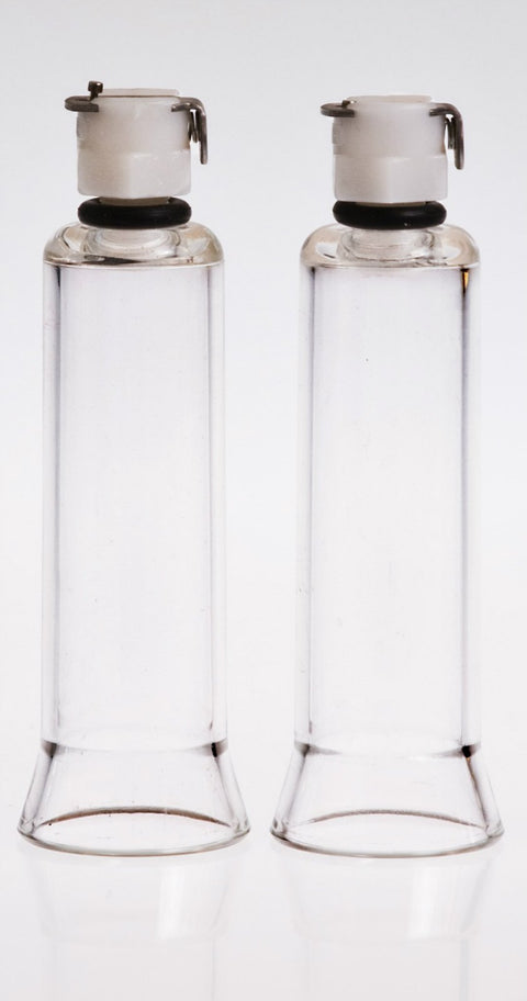 The Phenom Womans Pump Accessory Pair of 2 Nipple Acrylic Cylinder 1/4 (1.25)" Inches Wide and 3 1/2 (3.5)" Inches Long + Female Hose Connector Attachment - Medium