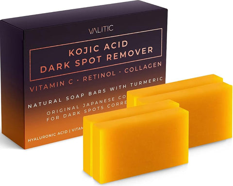 Original Kojic Acid Dark Spot Remover Soap Bars with Vitamin C, Retinol, Collagen, Turmeric Infused with Hyaluronic Acid, Vitamin E, Shea Butter, Olive Oil- 1 Bar