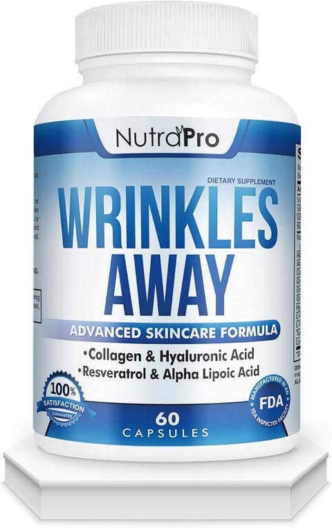 NutraPro Anti Wrinkle and Ageless Skin Vitamins - Dermal Repair Complex for Skin Repair with Collagen & Resveratrol, Alpha - Lipoic Acid & Hyaluronic Acid. Supplement for Dermal Renew and Anti-Aging.