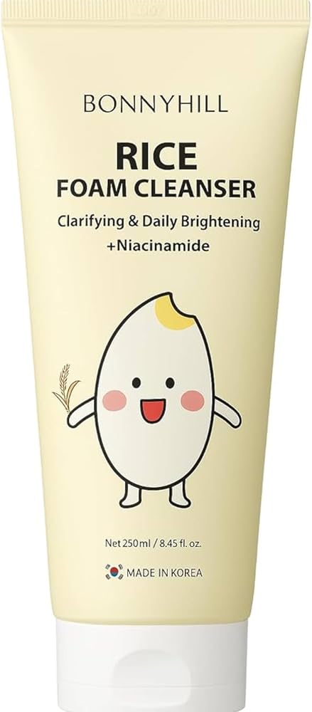 Bonnyhill Foam Cleanser, Clarifying and Daily Brightening with Rice Niacinamide and Collagen 250ml/8.45 fl oz, Korean Skincare (Rice) - Personal Care
