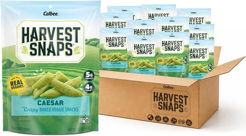 Harvest Snaps Green Pea Snack Crisps Caesar, 3.3 oz (Pack of 12). Plant-based | Baked, never fried | Certified Gluten-Free