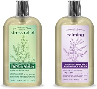 Everyday Aromatherapy Body Wash Duo | Eucalyptus Mint and Lavender Chamomile | 28oz | Home and Body Company - Personal Care
