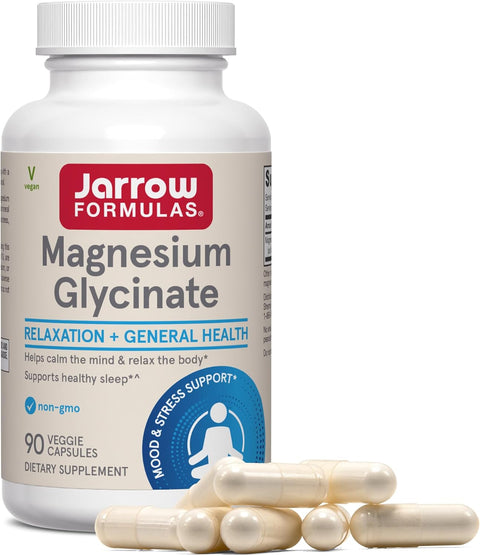 Jarrow Magnesium Glycinate, Support Relaxation & Healthy Sleep, 90 Capsules