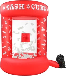 Silipull 5 FT Inflatable Cash Cube Booth Inflatable Money Machine Booth Money Blower Machine Cash Grab for Adults Game Activity Events (No Blower Included)(Red)