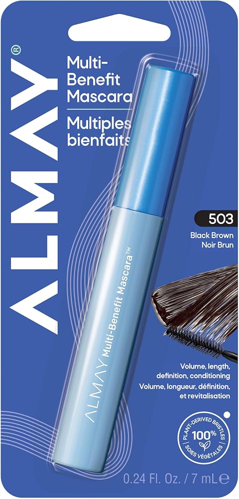 Almay Multi-Benefit Mascara, Volumizing + Lengthening, Hypoallergenic, 503 Black/Brown