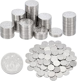 ORIGACH 100 Pcs Metal Silver Crown Casino Coins with Storage Box, 2.5 cm