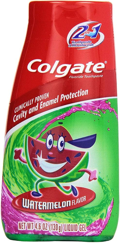 Colg 2n1 Watermelon Paste Size 4.6 O Colgate Kids Watermelon 2-in-1 Toothpaste & Mouthwash