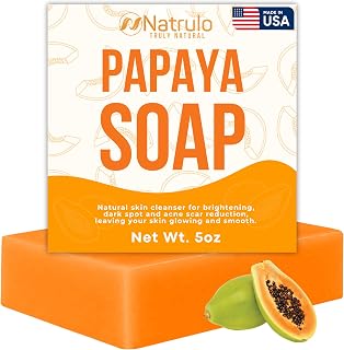 Natrulo Papaya Soap Face & Body Wash – Exfoliating Bar with Turmeric - Personal Care