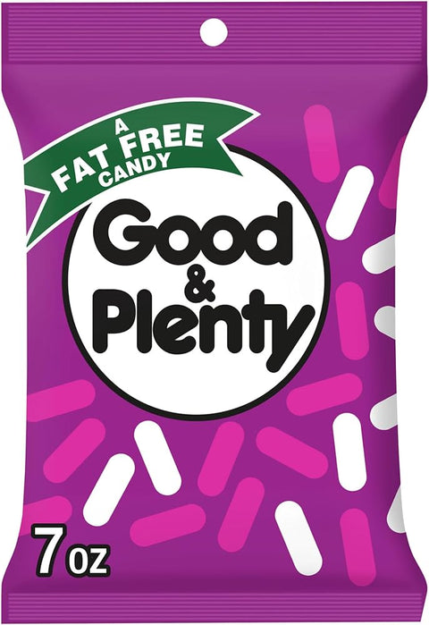 Good and Plenty, Licorice Fat Free, Candy Bag, 7 Ounce