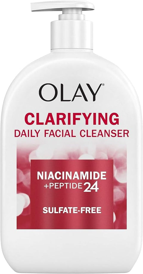 Olay Face Wash, Daily Facial Cleanser with Niacinamide, Peptides & Glycerin - Clarifying, Refreshes Skin Surface, Refines Appearance of Pores - Sulfate-Free, Paraben-Free, Oil-Free, 16 Oz