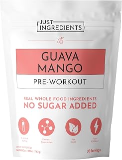 JUST INGREDIENTS Pre-Workout Guava Mango - BCAA & Caffeine - 30 Servings