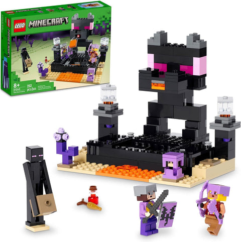 LEGO Minecraft The End Arena 21242, Player-vs-Player Battle Playset with Lava, Ender Dragon and Enderman Figures, Action Toys for Kids 8 Plus Years Old