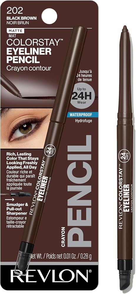 Revlon ColorStay Pencil Waterproof Eyeliner, 202 Black Brown, 0.01 oz
