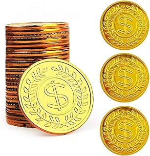 TCOTBE 100 Pcs Gold Pirate Coins Doubloons for Treasure Hunt Party Favors