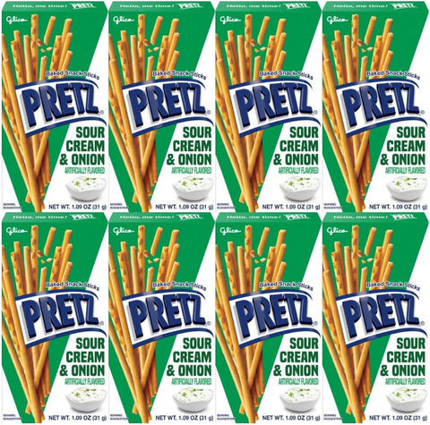 Baked Snack Sticks Sour Cream & Onion Flavor, Crunchy and Savory, Perfect for Kids and Adults, 1.09 oz Individual Packs, Convenient 8-Pack Snack Bundle